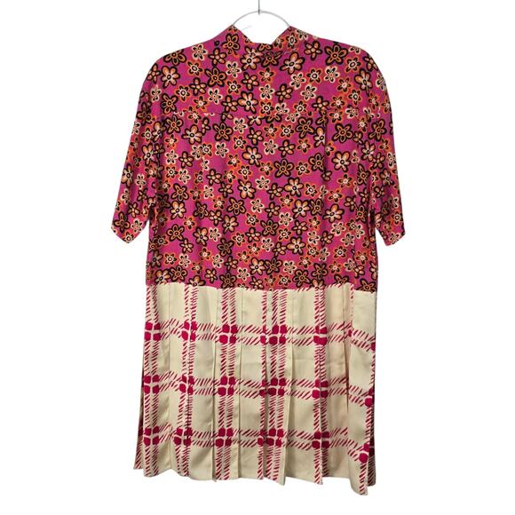 Marni x Uniqlo Mixed Pattern Pleated Shirt Dress Floral Plaid Colorblock Large - Picture 2 of 8
